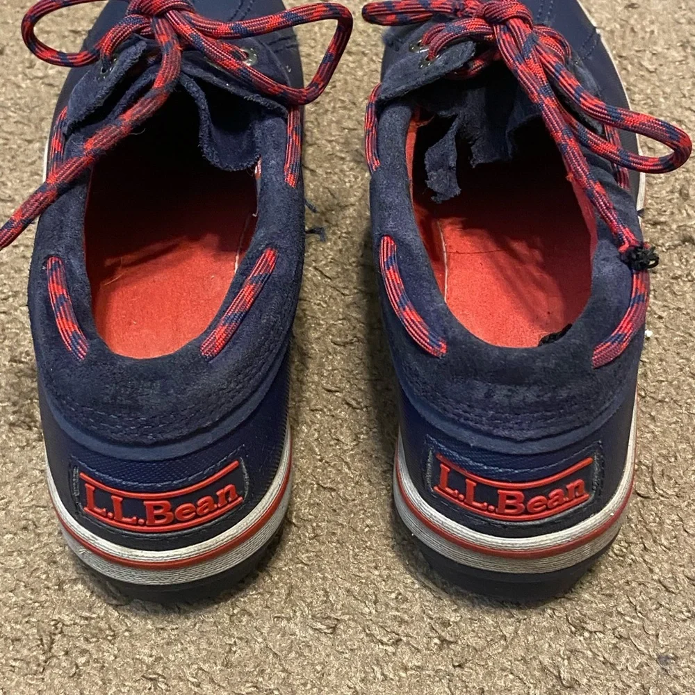 LL Bean Rangeley 2 Eye Moc Kids Size 4‎ Womens 5.5 Navy Blue Rain Boot 507448